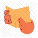 Holding open book cartoon character hands  Icon