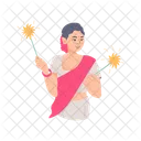 Holding Sparkler Sparkling Sticks Diwali Celebration Icon