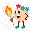 Holding Torch Emoji Cartoon Icon