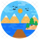 Landscape Hill Station Holiday Beach Icon