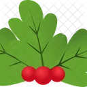 Holly Berry Christmas Decoration Leaves Icon