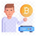 Tecnologia Bitcoin Holograma De Bitcoin Holograma De Dinero Icono
