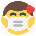 Amor De Hombre Emoji Con Mascarilla Emoji Icono