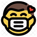 Amor De Hombre Emoji Con Mascarilla Emoji Icono