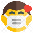 Amor De Hombre Emoji Con Mascarilla Emoji Icono