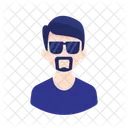 Hombre barba pelo corto gafas avatar  Icono