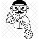 Hombre Cientifico Dibujo Animado Icon