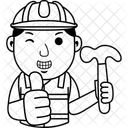 Caricatura de hombre constructor  Icono