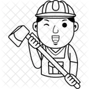 Caricatura de hombre constructor  Icono