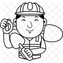 Caricatura de hombre constructor  Icono