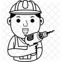 Caricatura de hombre constructor  Icono