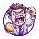 Hombre Enojado Furioso Reaccion Icono
