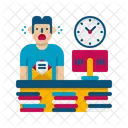 Hombre Ocupado Carga De Trabajo Estres Laboral Icono