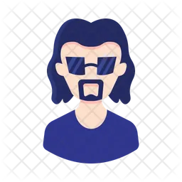 Hombre pelo largo barba gafas avatar  Icono