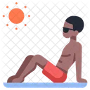 El Hombre Se Sienta Para Tomar El Sol Tomar El Sol Verano Icono