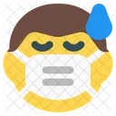 Hombre Sudor Emoji Con Mascarilla Emoji Icono