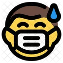 Hombre Sudor Emoji Con Mascarilla Emoji Icono