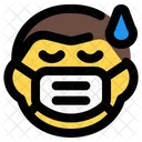 Hombre Sudor Emoji Con Mascarilla Emoji Icono