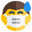 Hombre Sudor Emoji Con Mascarilla Emoji Icono