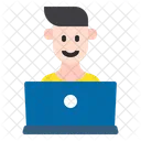 Hombre usando laptop  Icono