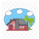 Home, cloud with palm tree  Icon