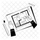 Home Plan Construction Map Blueprint Icon