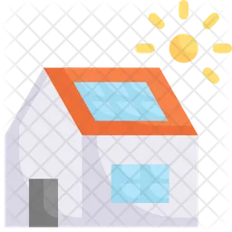 Home With Solar Panel  Icon