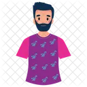 Homem Barbudo Avatar Masculino Jovem Ícone
