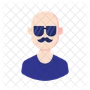 Homem careca óculos bigode avatar  Ícone