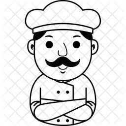 Homem Chef Desenho Animado Logo Ícone