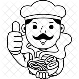 Homem Chef Desenho Animado Logo Ícone