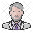 Homem de cabelos grisalhos com barba  Ícone