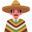 Homem Mexicano Com Um Chapeu Ícone