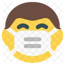 Homem Sorrindo Emoji Com Mascara Facial Emoji Ícone