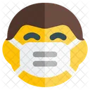 Homem Sorrindo Emoji Com Mascara Facial Emoji Ícone