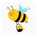 Funny Hand Drawn Cute Honey Bees Flying Insect Collection Vector Illustration Icon