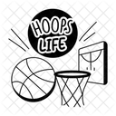 Hoops Life Basketball Typography Icon