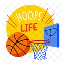 Hoops Life Basketball Typography Icon