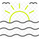 Horizonte Mar Sol Ícone