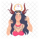 Horns Girl Woman Horns Blood Tears Icon