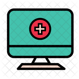 Hospital Computer Icon - Download in Colored Outline Style