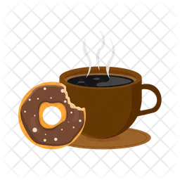 Hot coffee with donut  Icon