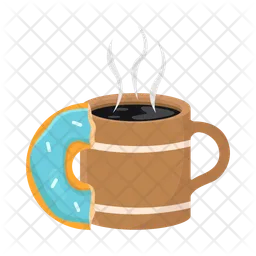 Hot coffee with donut  Icon