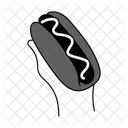 Black Monochrome Hot Dog Illustration Hot Dog Sausage Icon