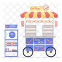 Hot Dog Cart Sausages Fast Food Icon