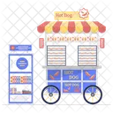 Hot Dog Wagen Wurstchen Fast Food Symbol