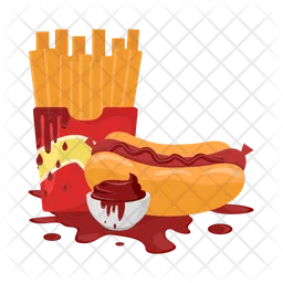 Hot dog with French fries  Icon