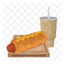 Hot dog with soda  Icon