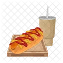 Hot dog with soda  Icon