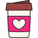 Hot Take Away Coffee Heart  Icon